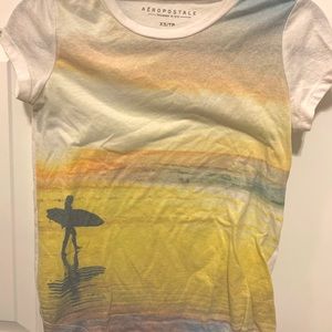 Surf Board Beach Aeropostale Yellow T Shirt